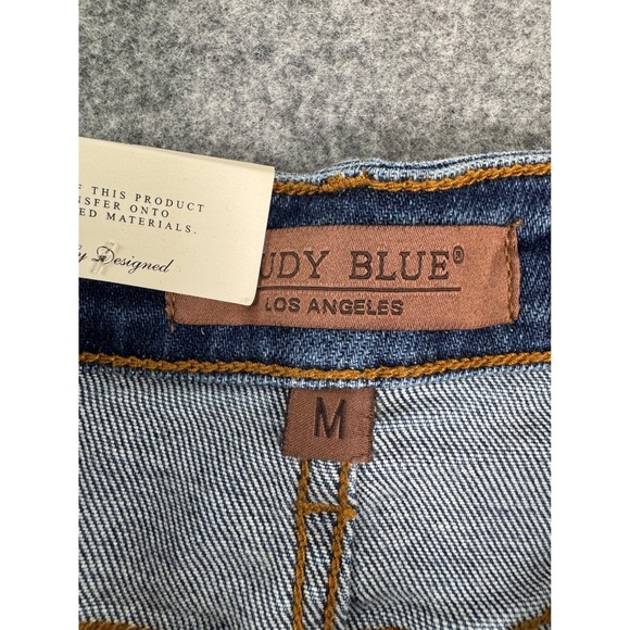 Judy Blue High Waist Denim Shorts Raw Hem Distressed Medium Wash Size M - Picture 3 of 11